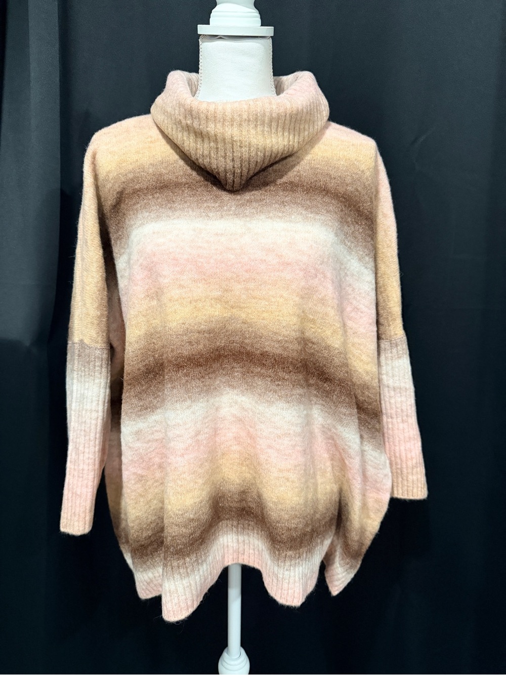 LOFT Gradient Cowl Neck Sweater in Pink, Cream & Brown (0009)